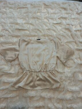 Ann Taylor Cream Satin Peplum Blouse